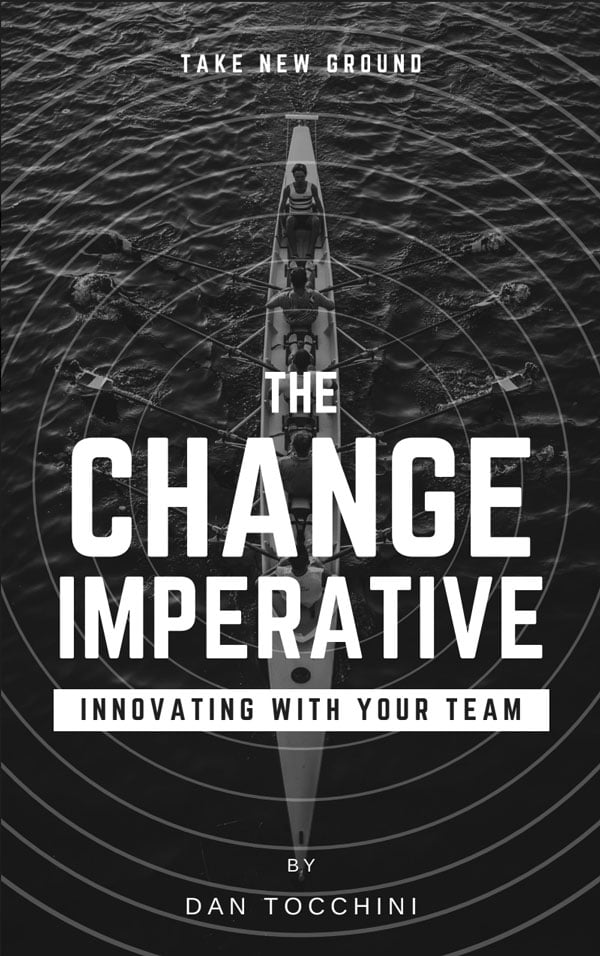 The Change Imperative by Dan Tocchini ebook cover (the cover art is a boat rowed by many people in unison)